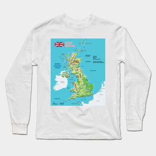 Physical map of England Long Sleeve T-Shirt